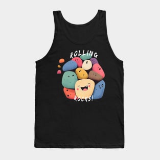 Rolling Rocks: Laughing Stone Creatures in Comic Kawaii Style - Cute and Original Decoration! Tank Top